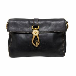 Dooney & Bourke Solid Black Leather Shoulder Handbag